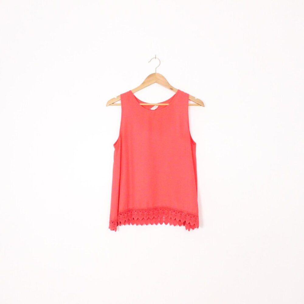 Anthropologie Elodie Pink Blouse Tank with Lace Trim
